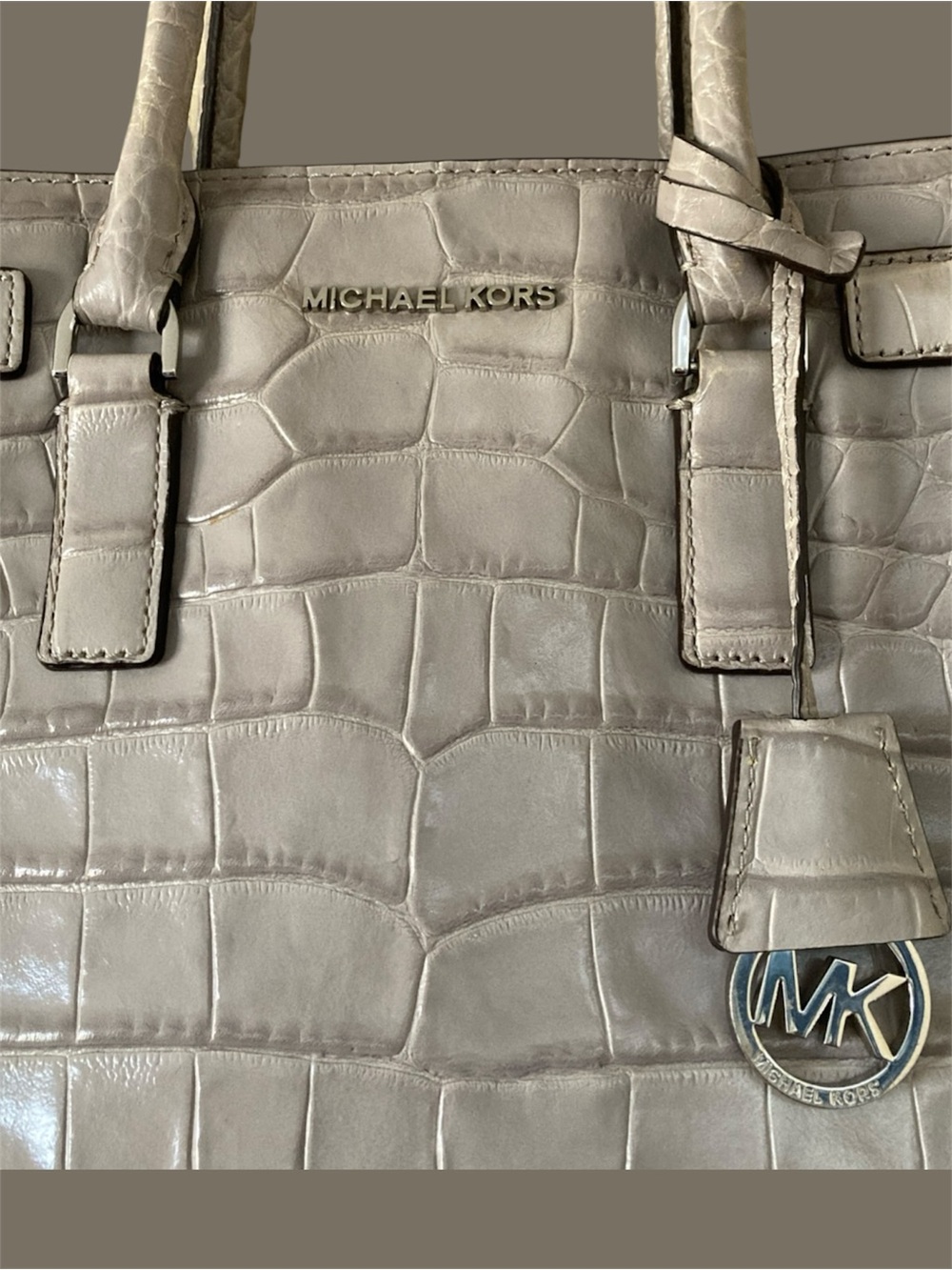 🤩MK💎Dillon Croc Satchel🖤luxury tote🖤MICHAEL KORS Tote work bag travel bag EUC - Picture 7 of 11